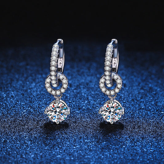 Silver diamond drop earrings